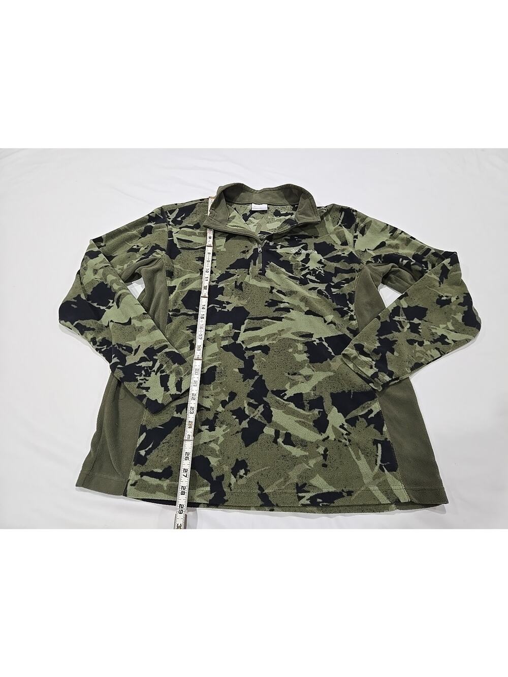 Columbia Mens Quarter Zip Fleece Pullover Green Camo